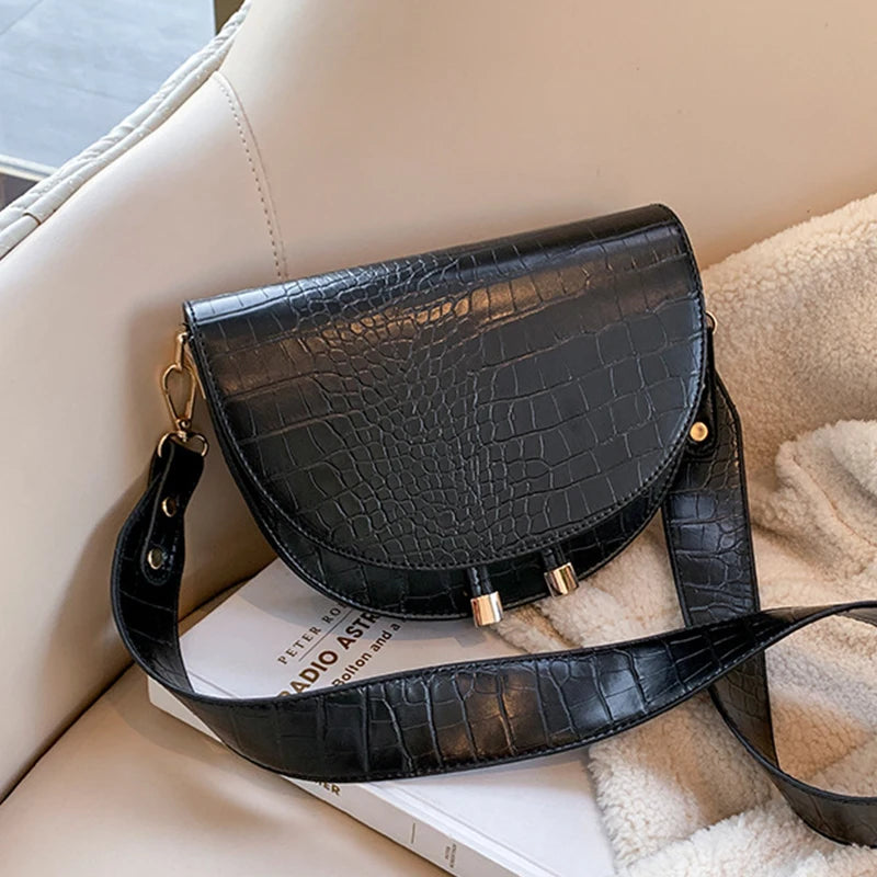Retro Crocodile Pattern Shoulder Bag Women PU Leather Crossbody Bag