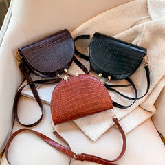 Retro Crocodile Pattern Shoulder Bag Women PU Leather Crossbody Bag
