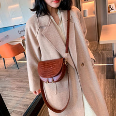 Retro Crocodile Pattern Shoulder Bag Women PU Leather Crossbody Bag
