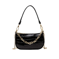 Crocodile Pattern Shoulder Bag Retro Style PU Leather Crossbody Square Bag