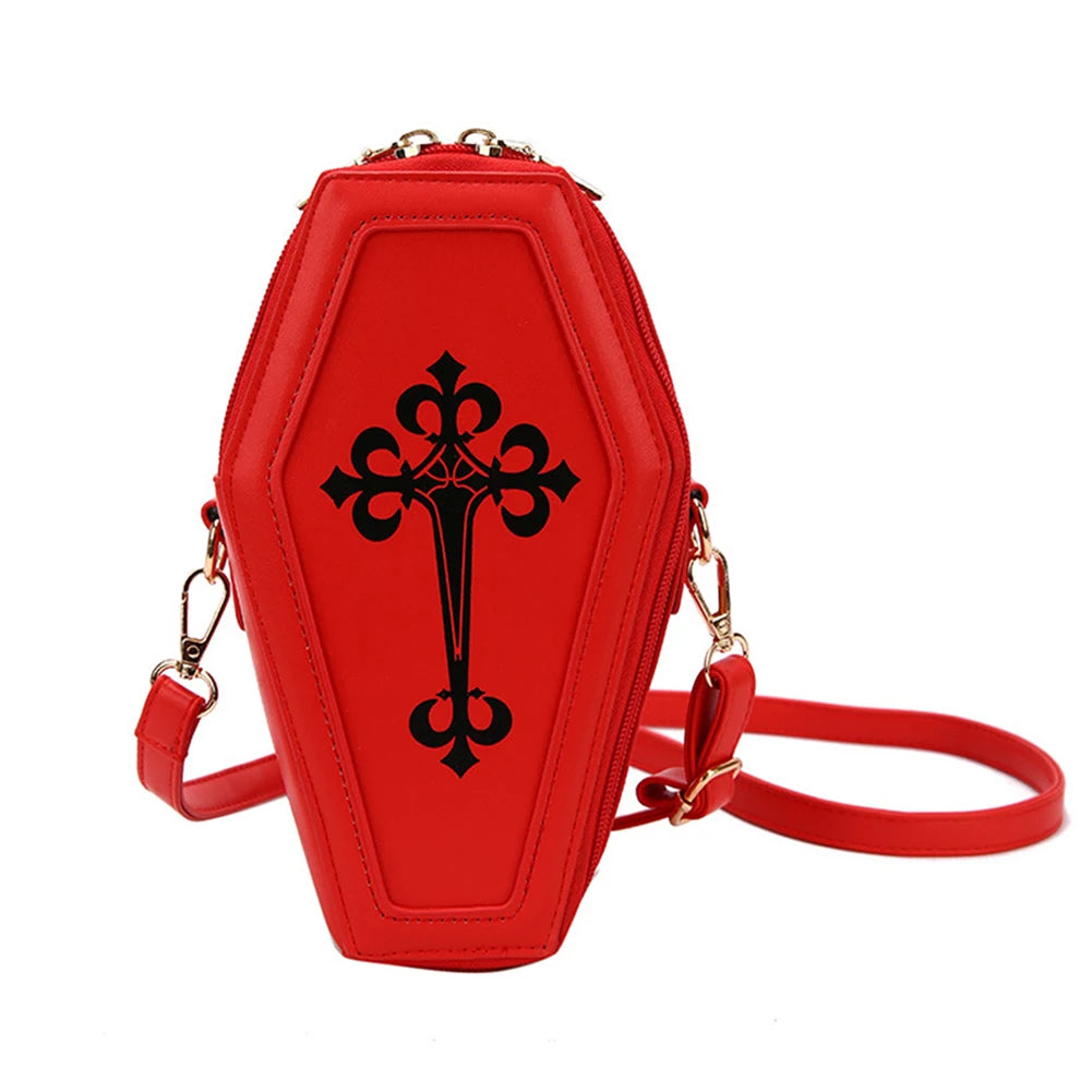 Coffin Shape Gothic Messenger Bag for Halloween Party