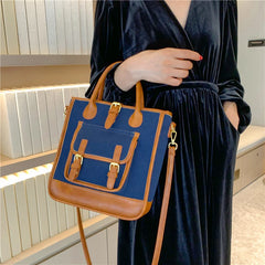 Patchwork Women Bag Denim & PU Leather Crossbody