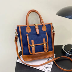 Patchwork Women Bag Denim & PU Leather Crossbody