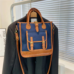 Patchwork Women Bag Denim & PU Leather Crossbody