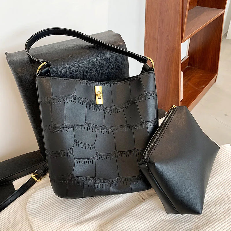 Vintage Bucket Crossbody Bag Soft Leather Tote Handbag