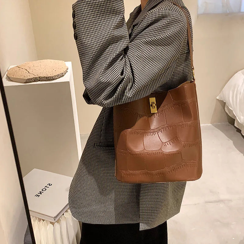 Vintage Bucket Crossbody Bag Soft Leather Tote Handbag