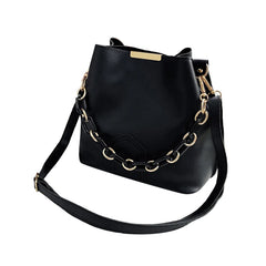 Retro Female Chain Tote Bucket Bag Women Chain Pu Leather Portable Handbag