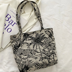 Retro Embroidery Shoulder Bag Lightweight Canvas Clutch Bags