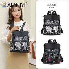 Retro Ethnic Backpack Women Girl Oxford Cloth School Casual Travel Rucksack