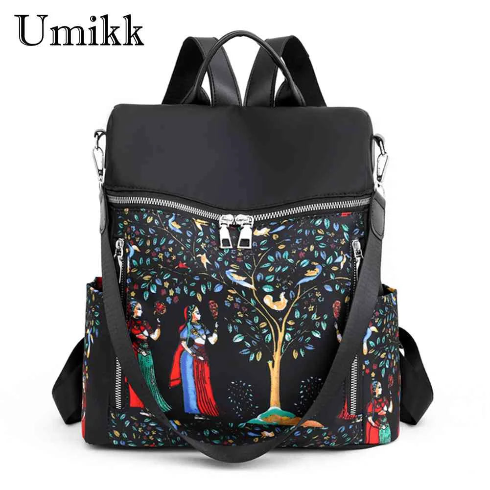 Retro Ethnic Backpack for Women Teenage Student