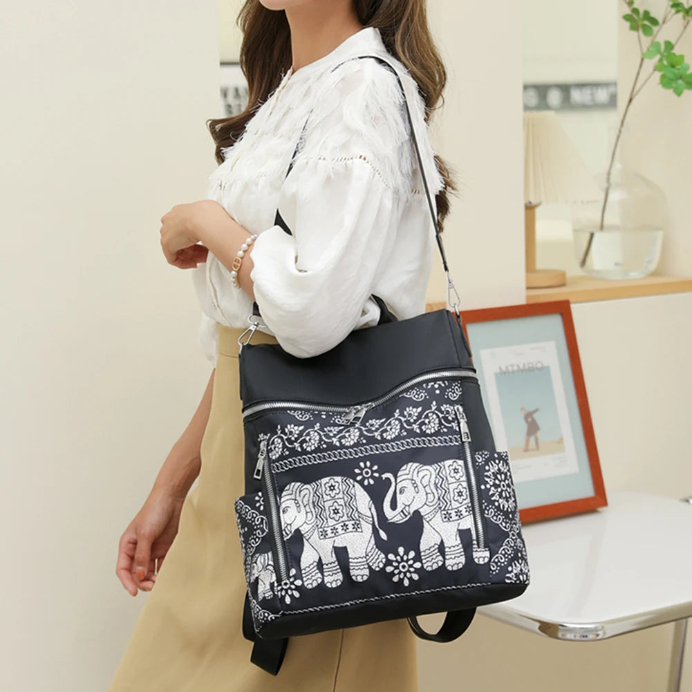 Retro Ethnic Anti Theft Women Backpack Oxford School Bag Girls Travel Bag
