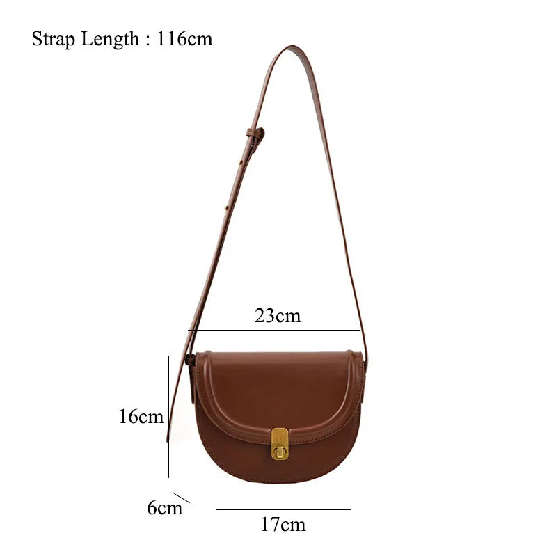 Retro Saddle Shoulder Purses Half Moon Clutch Handle Bags