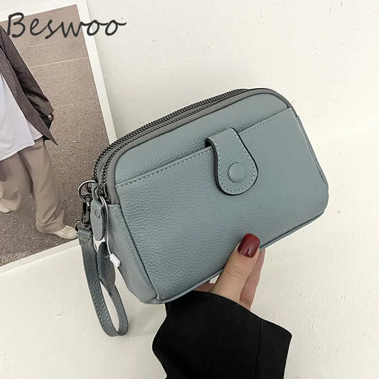Retro Crossbody Bag Cow Leather Handbag Small Square Shoulder Messenger Bag