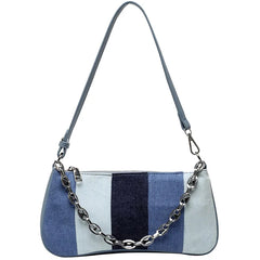 Retro Denim Stitching Women's Underarm Bag Small Shoulder Handbag