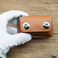 Retro Cow Leather Men's Car Key Holder with Magnetic Snap Key Case