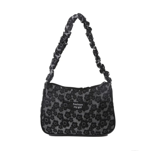 Retro Girls Print Small Handbag Autumn Underarm Bag