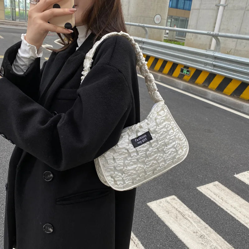 Retro Girls Print Small Handbag Autumn Underarm Bag