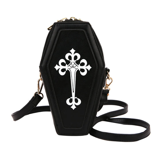Gothic Shoulder Bag Halloween Handbag Coffin Shape Purse