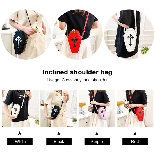 Gothic Shoulder Bag Halloween Handbag Coffin Shape Purse
