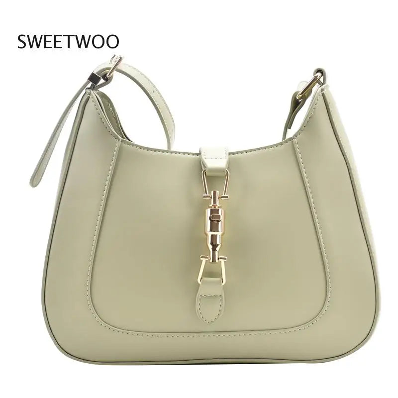 Retro Western Style Messenger Bag Shoulder Bag Locking Buckle Underarm Bag