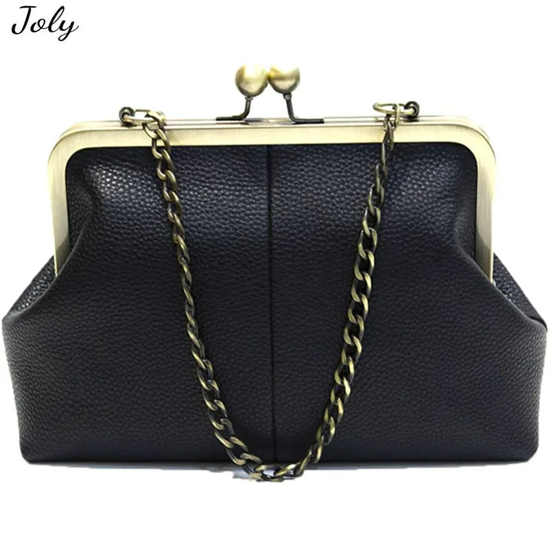 Retro Kiss Lock Crossbag Diamonds Appliques Shoulder Handbag