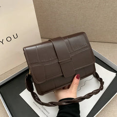 Retro Ladies PU Small Square Shoulder Bag Solid Casual Messenger Bags