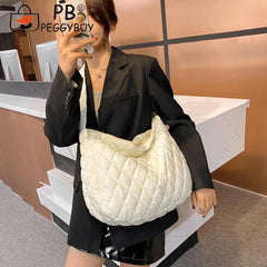 Retro Lattice Cloud Shoulder Bag Quilted Handbag Female Padded Bag