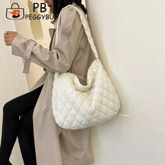Retro Lattice Cloud Shoulder Bag Quilted Handbag Female Padded Bag