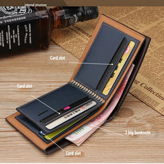 Vintage Leather Men's Short Wallet Horizontal Multi-Card Wallet