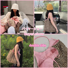 Leopard Pattern Women Tote Handbags Pink Shoulder Bag