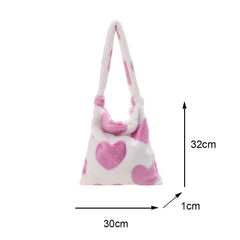 Leopard Print Plush Shoulder Bag Large Capacity Travel Winter Tote