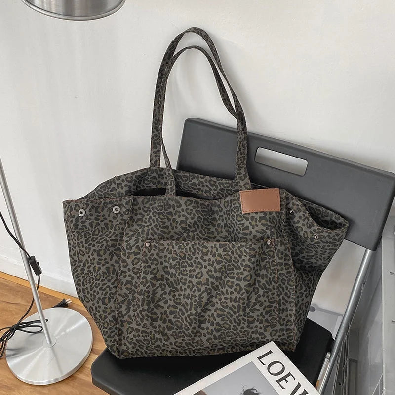 Leopard Shoulder Bag Women Large Capacity Handbag Female Shopping Tote Bag