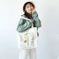 Retro Literary Canvas Women's Shoulder Shopper Bag