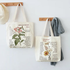 Retro Literary Canvas Women's Shoulder Shopper Bag Large Eco Shopping Tote