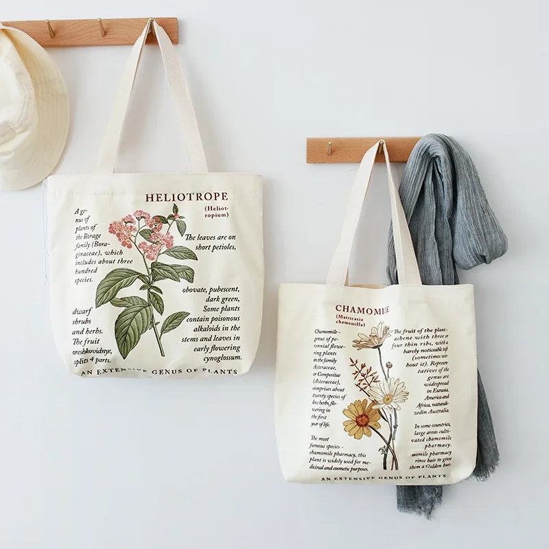 Retro Literary Canvas Women's Shoulder Shopper Bag