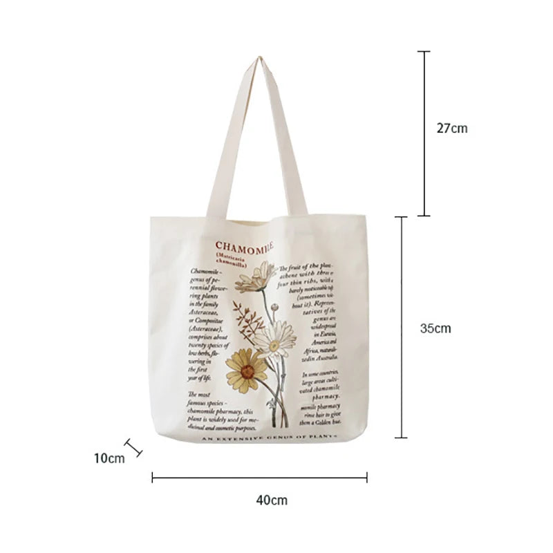 Retro Literary Canvas Women's Shoulder Shopper Bag