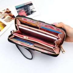 Vintage Retro Long Women's Wallet PU Leather Phone Holders Zipper Wallet