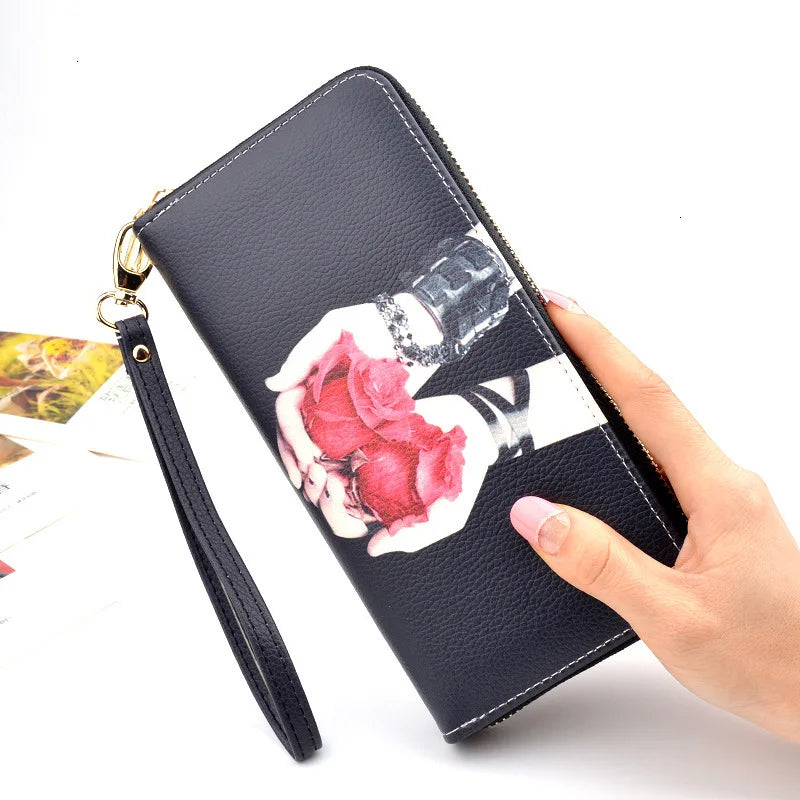 Vintage Retro Long Women's Wallet PU Leather Phone Holders Zipper Wallet