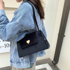 Velvet Pink Heart Underarm Bag Small Square Shoulder Bag