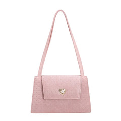 Velvet Pink Heart Underarm Bag Small Square Shoulder Bag
