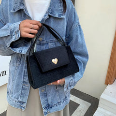 Velvet Pink Heart Underarm Bag Small Square Shoulder Bag