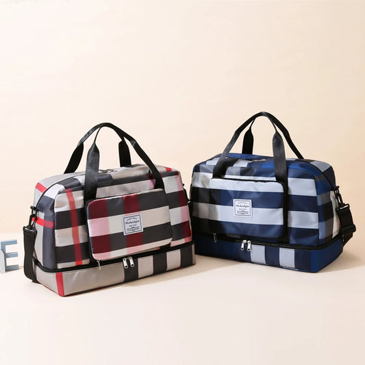 Retro Fitness Shoulder Bag Gym Large Capacity with Pockets Waterproof Handbag