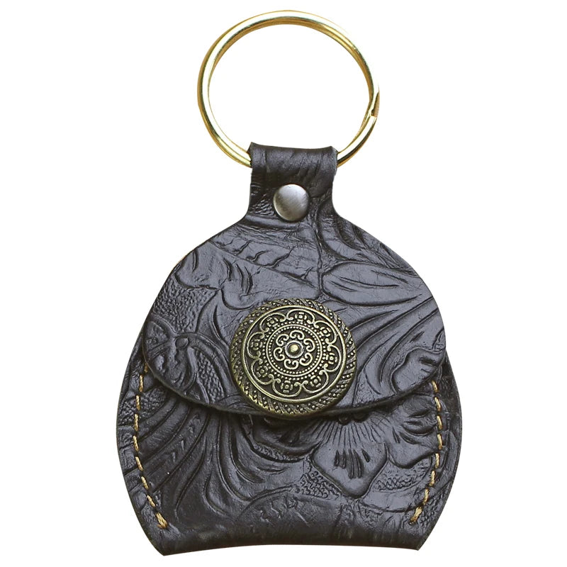 Vintage Men's Leather Key Organizer Bag Keychain Holder Chain