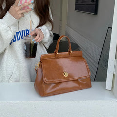Large Solid Messenger Bag for Women Portable Crossbody Work Briefcase