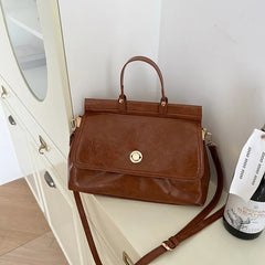 Large Solid Messenger Bag for Women Portable Crossbody Work Briefcase