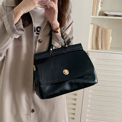 Large Solid Messenger Bag for Women Portable Crossbody Work Briefcase