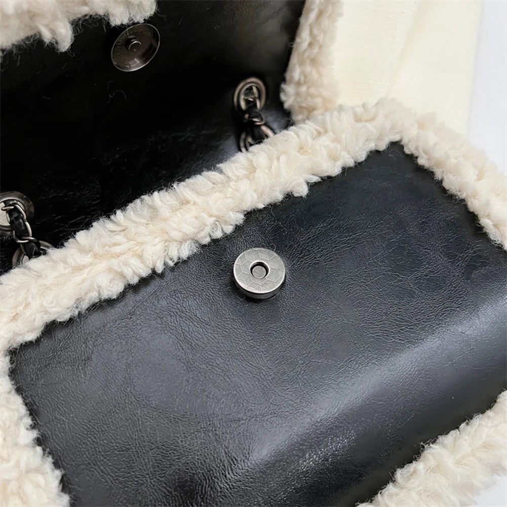 Retro Messenger Handbags Women Faux Suede Shopping Tote Fleece Flap
