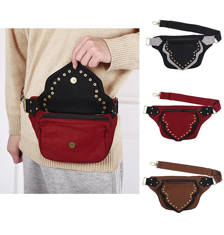 Retro Metal Waist Bag Purse Multifunctional Mobile Phone Storage Bag