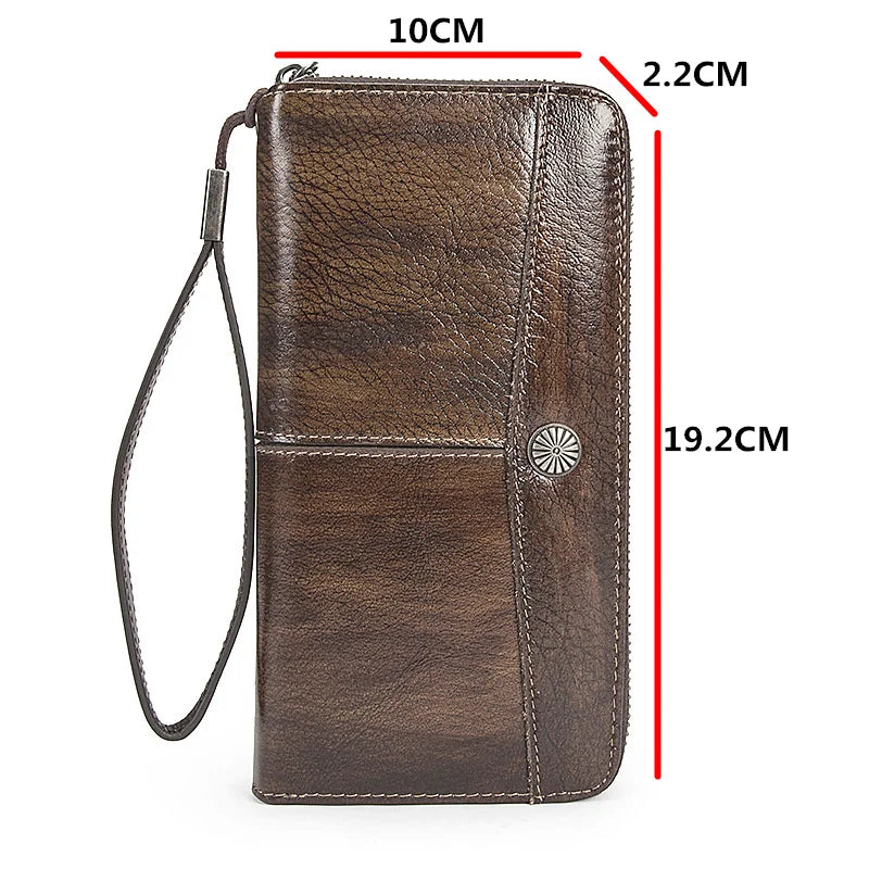 Retro Ladies Wallet Long Leather Zipper Purse Large Capacity Handbag