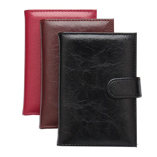 Retro Oil-wax Complex Buckle Leather Passport Cover RFID Blocking